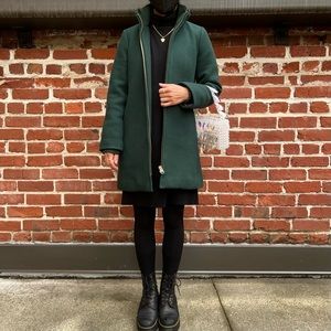 J.Crew petite lodge coat in Italian stadium-cloth wool in dark green - Petite 00